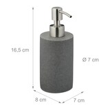 thumbnail of Relaxdays Seifenspender, 180 ml, nachfüllbar, Bad, WC, Küche, Flüssigseifenspender, Polyresin, Edelstahlpumpe, grau