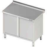 thumbnail of Stalgast Edelstahl Arbeitsschrank mit Flügeltüren, 700x700x850 mm, mit Aufkantung, verschweißt