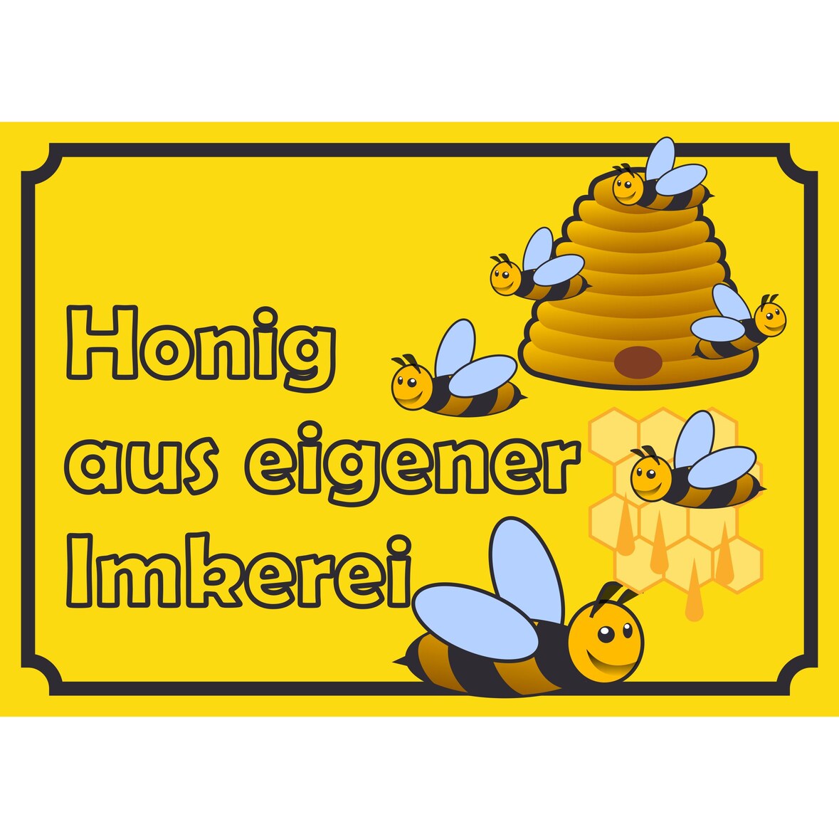 Verkaufsschild Schild Honig A6 Rückseite selbstklebend