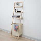 thumbnail of Estantería Escalera HWC-B59, Estantería Lavandería Papelera Estantería de Madera Estantería de Baño Estantería Escalera, Abeto 152x41x35cm 39l