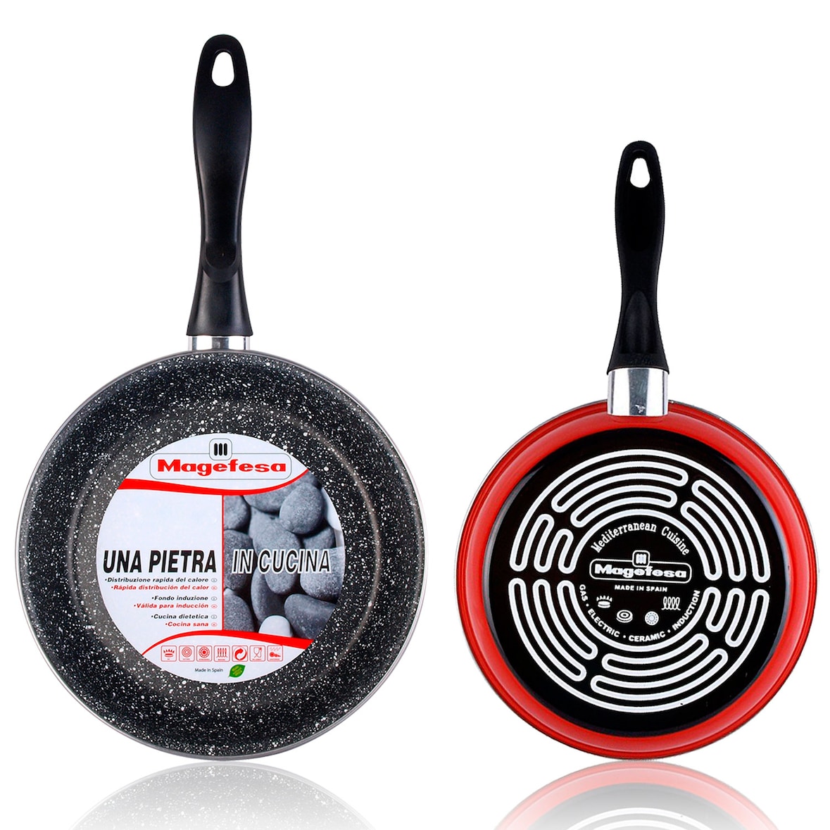 Magefesa K2 Roja 2 Frigideiras 20-24cm, Indução, Antiaderente STONE PFOA-Free Aço, Vermelho