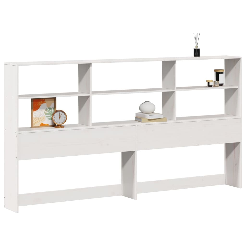 vidaXL Hoofdbord met opbergruimte 180 cm massief grenenhout wit