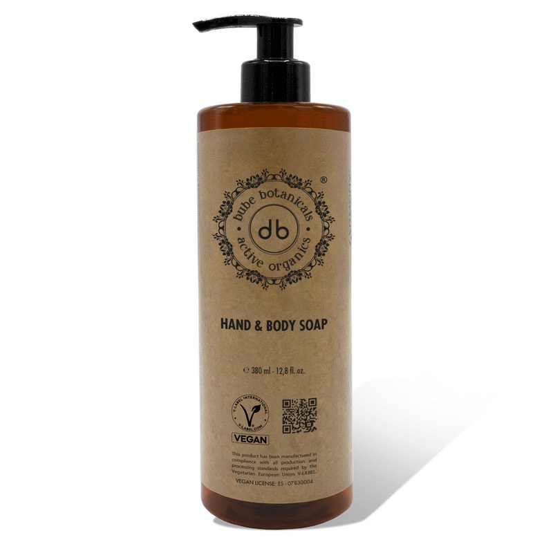 Bube Botanicals dosatore sapone mani e corpo 380 ml 24 unità. Vegano e naturale. Formulato per pulire e proteggere la pelle.