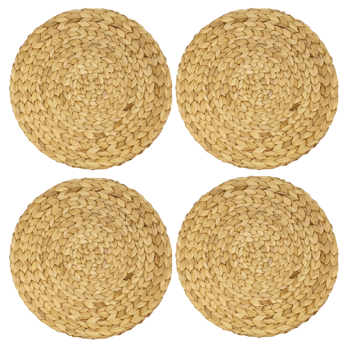 HMF Tischset rund geflochten aus Wasserhyazinthe, Platzset abwaschbar, 4er Set, 35 cm