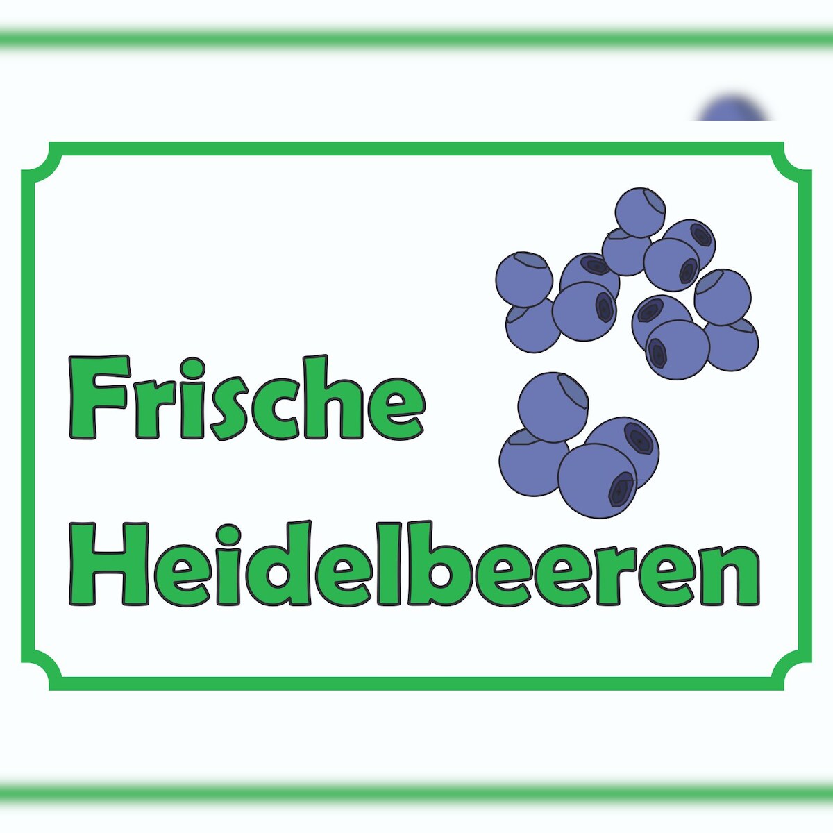 HB-Druck Verkaufsschild Schild Heidelbeeren A2 Rückseite selbstklebend