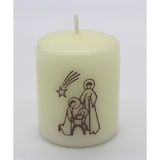 thumbnail of Kerze stilisierte Krippe, christliche Weihnachtskerze, 6 x 5 cm