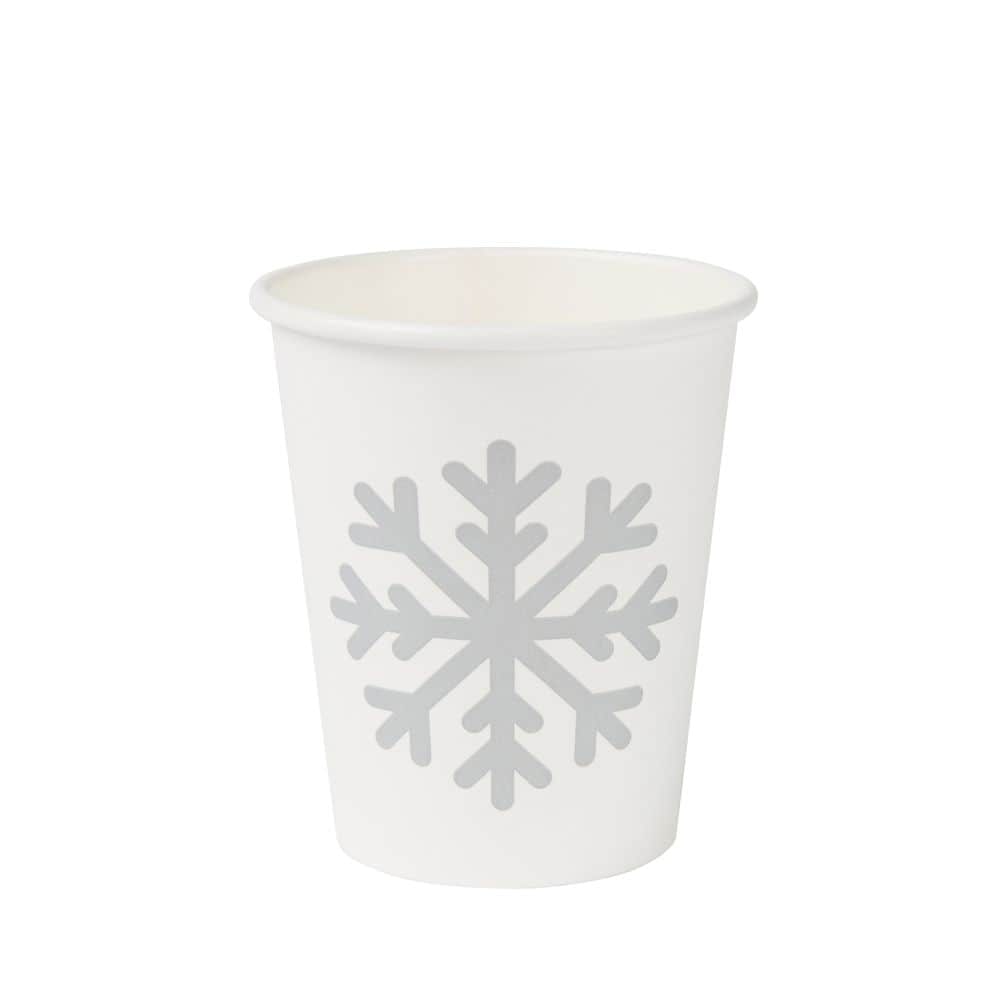 greenbox - Pappbecher Winter "Schneeflocke" 200 ml / 8 oz, Ø 80 mm, weiß, 50 St.