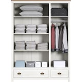 thumbnail of Möbilia Kledingkast | 3 deuren, 2 laden | massief grenen | B 136 x D 54 x H 185 cm | wit-bruin