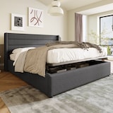thumbnail of Stauraumbett 180x200 Doppelbett mit Hydraulik Lattenrost Gepolstertes Kopfteil Stauraum Modern Stabil Schlafzimmer Grau