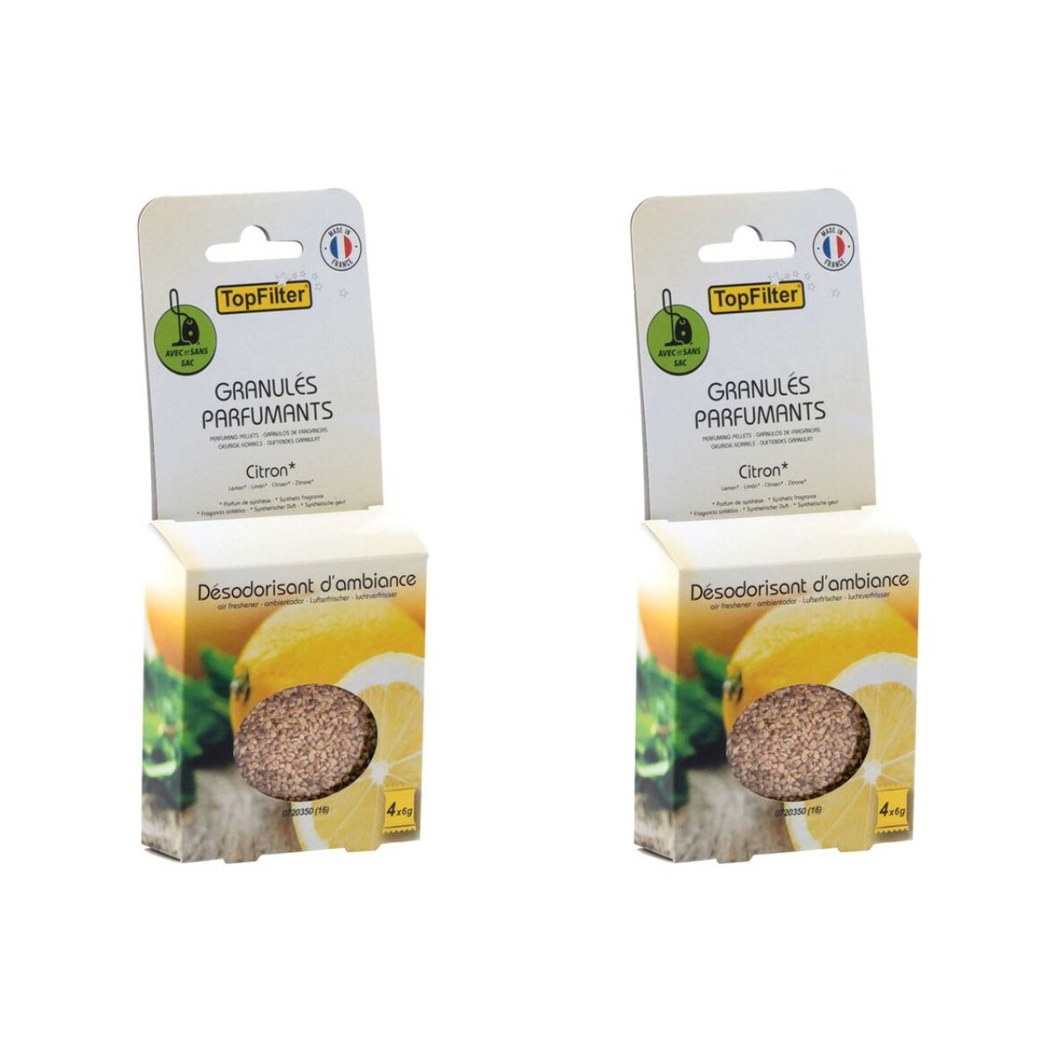 Lot de 2 x 4 Sachets de granulés de parfum pour aspirateur au citron TopFilter
