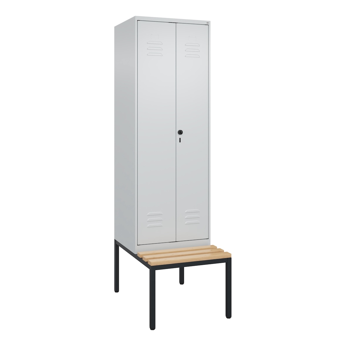 C+P Doppel-Spind Classic PLUS Buche untergebaute Bank 2 Abteile, HxBxT 212x60x82cm, Sicherheitsdrehriegel, Hellgrau/Hellgrau von PROREGAL