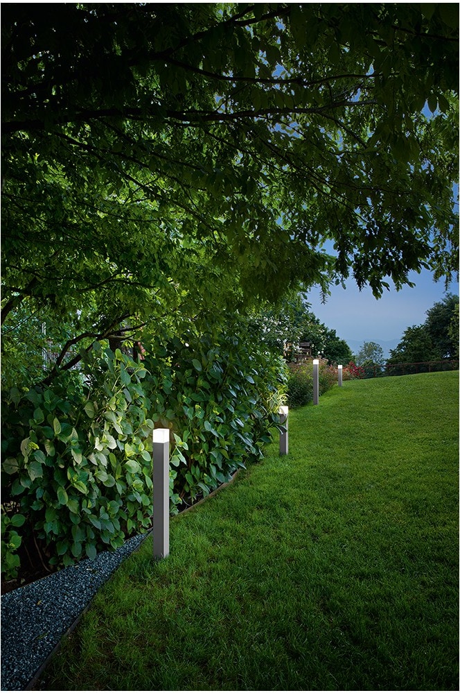 Tower - Gartenpollerleuchte mit 1 x E27-Leuchtmittel (max. 20 W, Schutzart IP54), Aluminium, Außenpollerleuchte, Cortenstahl, H. 60 cm - Perenz