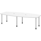 thumbnail of bümö Konferenztisch oval 280x130 cm großer Besprechungstisch in weiß, Besprechungstisch mit Gestell in silber, Meetingtisch für 10 Personen,