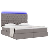 thumbnail of vidaXL Bett mit LED-Lichtleisten mit Kopfteil Taupe 200 x 200 cm Stoff