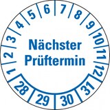 thumbnail of Dreifke® Prüfplakette Nächster Prüftermin 28-31, weiß, Folie, Spezialkleber, Ø 25mm, 500 Stk.