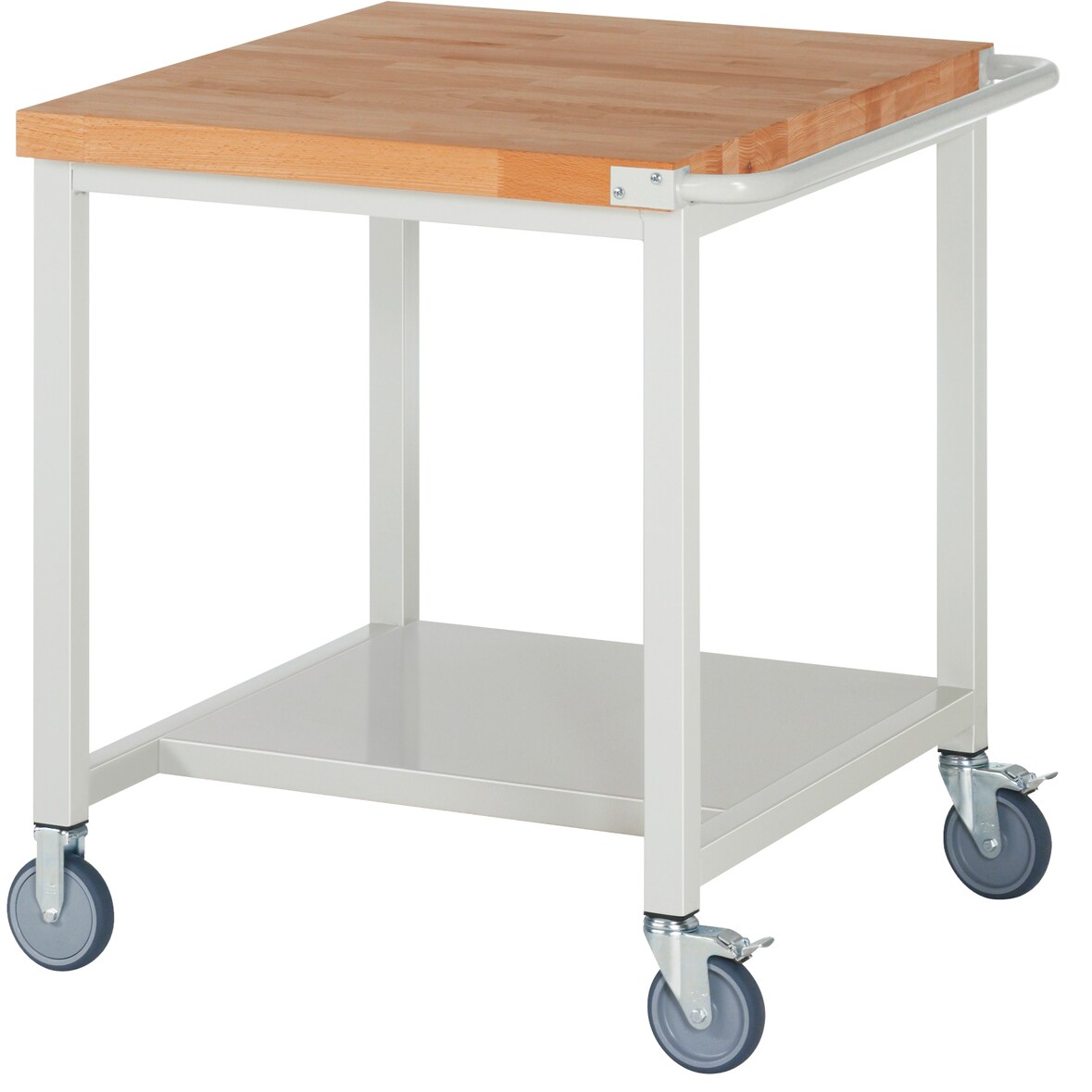 PROREGAL Fahrbare Werkbank 8000 - Modell 8000 | HxBxT 88-108x75x90cm | mit Ablageboden | Lichtgrau | Arbeitstisch Werktisch