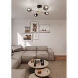 thumbnail of Plafoniera Moderna Magnium 4 Luci In Acciao Oro E Sfere In Vetro Fumè