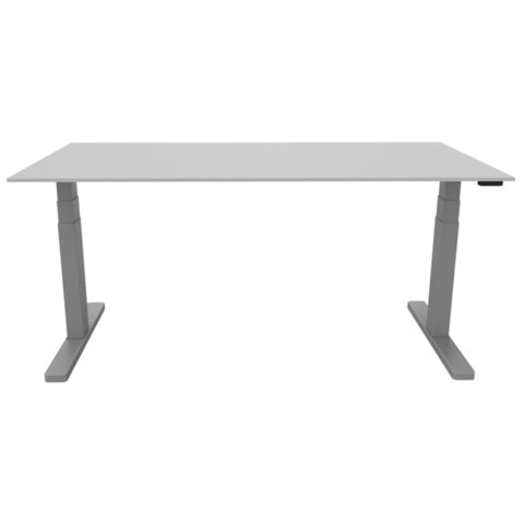 Schreibtisch elektrisch höhenverstellbar, 180x80cm, grau/silber