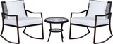 thumbnail of Outsunny Conjunto de Muebles de Ratán para Jardín con Mesa Ø51x46 cm y 2 Sillas Mecedoras 65,5x73,5x84,5 cm con Cojines Lavables y Almohadas