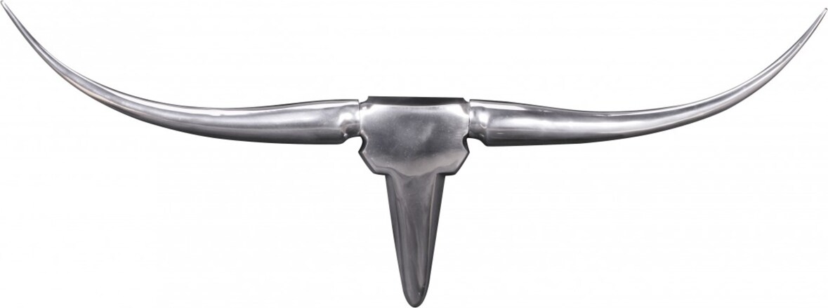 Wanddekoration Geweih, Aluminium, Elegantes Handwerk, Modernes Design. Silber, 74x5x35 cm | Kadima Design