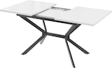 thumbnail of Ausziehbarer Esstisch Weiß+Schwarz 160x80x75  rechteckig mit Teleskopfunktion MDF Platte Metallbeine modern für 4 bis 6 Personen