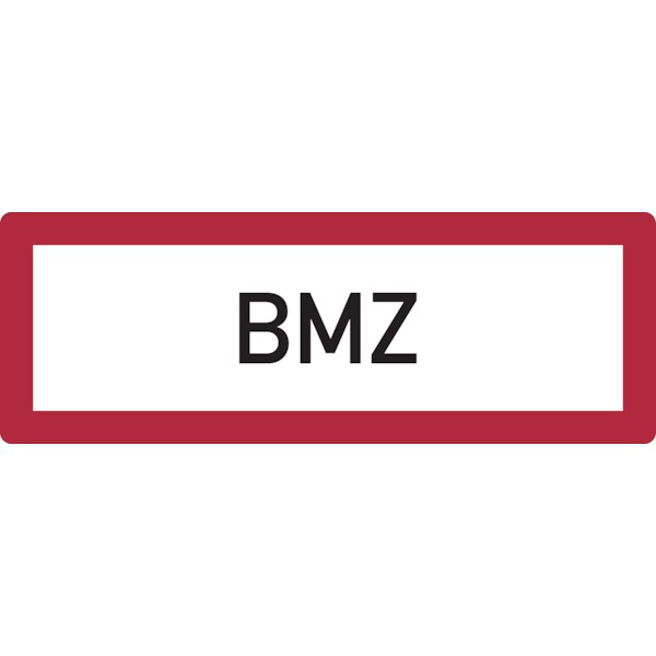 Feuerwehrschild, BMZ (Brandmeldezentrale) - DIN 4066 - 594x210x2 mm Aluminium 2 mm