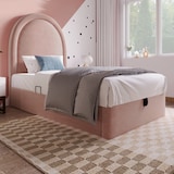 thumbnail of Polsterbett 90x200 mit 7-Zonen Taschenfederkernmatratze, Samtbezug, Stauraum, ergonomische Schlafunterstützung, Rosa