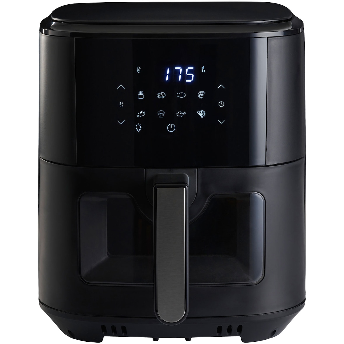 DESKI 613-401841 Digitale Heißluft Fritteuse 6,5 Liter, Großraum-Visual-Airfryer mit Sichtfenster, LED-Touchscreen, Lichtschalter, 1500 Watt, Schwarz