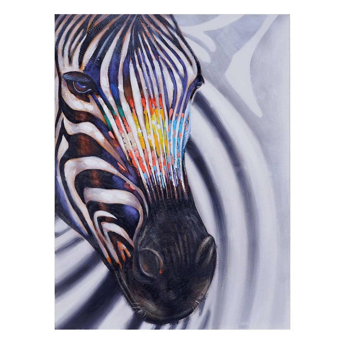 Olieverfschilderij Zebra hoofd, 100% handgeschilderd muurschildering XL, 120x90cm