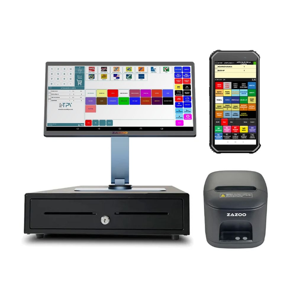 Pack TPV ZAZOO Android + Impresora + Cajón + Software Easy Pos Pro + PDA Android – Punto de Venta Completo Homologado para Veri*Factu
