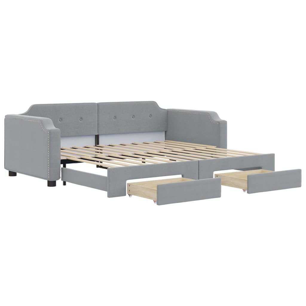 vidaXL Tagesbett Ausziehbar mit Schubladen Hellgrau 100x200 cm Stoff