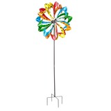 thumbnail of Metall Doppel Windrad 210x62cm Windspiel Gartendeko Balkon Terrasse multicolor