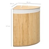 thumbnail of HOMCOM cesto para ropa sucia de bambú capacidad de 55L cesta para la colada en forma de abanico con tapa y bolsa extraíble 38x38x57 cm natural