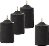 thumbnail of LED Kerzen in Rustik-Optik H: 15cm, D: 7,5cm Timer schwarz 4er Set