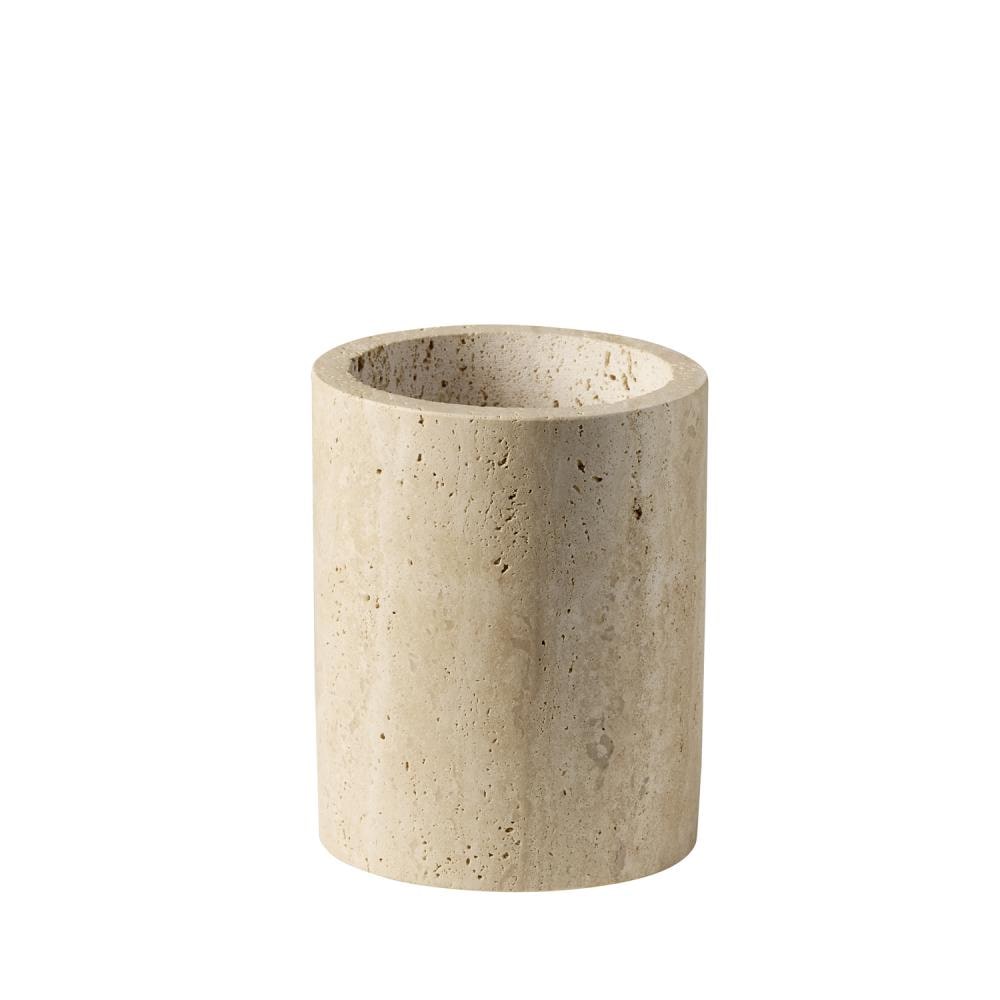 APS Bestekhouder TRAVERTINE - travertijn (kalksteen), Ø 11 cm, hoogte 13,5 cm, met afvoergat
