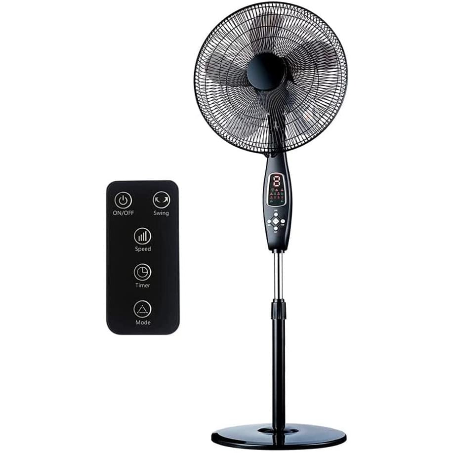 Ventilador De Pie Con Mando A Distancia Negro Potencia: 60W Aspas: Ø40Cm Altura Regulable 110-130Cm Edm