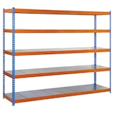 thumbnail of SimonRack Estantería Industrial, 2000x1200x450 mm, 400 kg de Punto Flexión, 5 Estantes Metálicos, Estantería Garaje, Azul/Naranja/Galva - Ecoforte