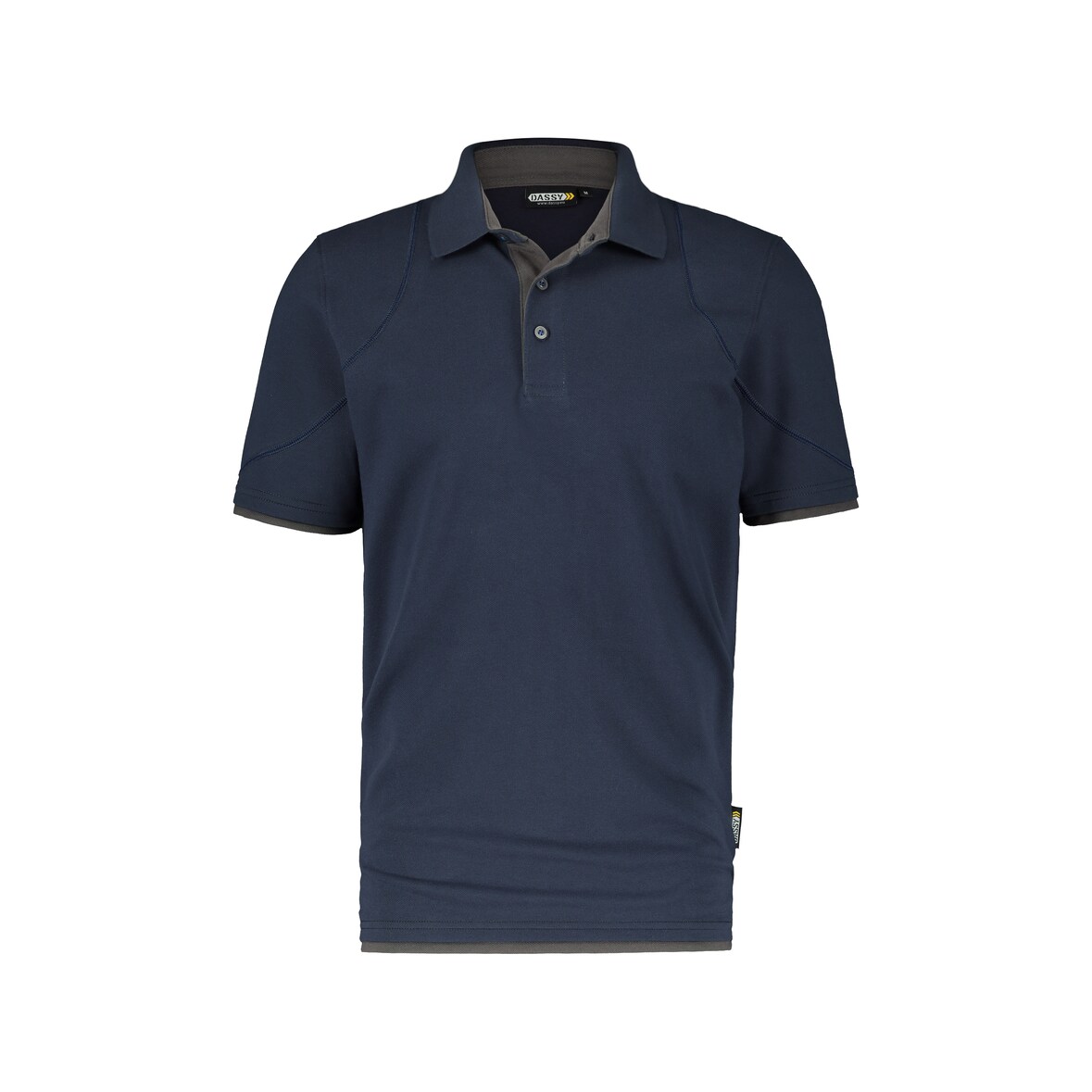 DASSY® Orbital Poloshirt, D-FX Flex, 97% Baumwolle Piqué, Strickkragen, Firmenveredelung, Art. 710011 nachtblau/anthrazitgrau 4XL