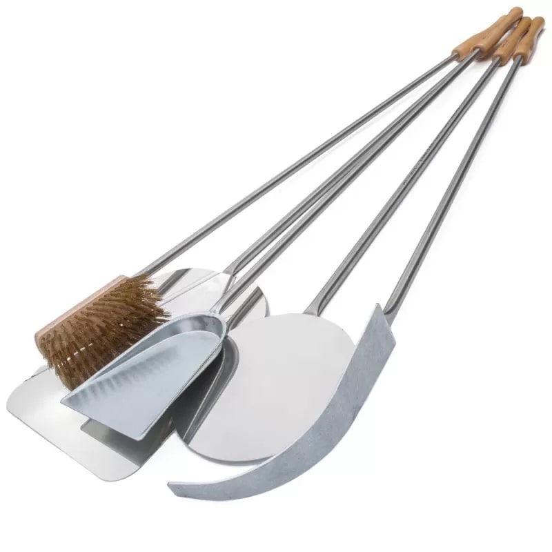 Giemme Spoleto - Set de 5 pelles à pizza en acier inoxydable – Pelles pour fours profonds 70/80 cm