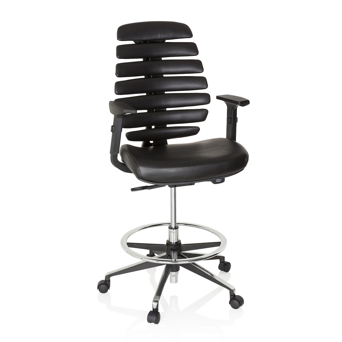 Bürostuhl / Drehstuhl ERGO LINE II WORK Leder schwarz hjh OFFICE