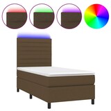 thumbnail of vidaXL Boxspringbett mit Matratze & LED Dunkelbraun 90x190 cm Stoff