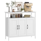 thumbnail of HOMCOM aparador 3 puertas, aparador para salón industrial, con compartimento abierto, estantes ajustables, 100x35x88 cm blanco