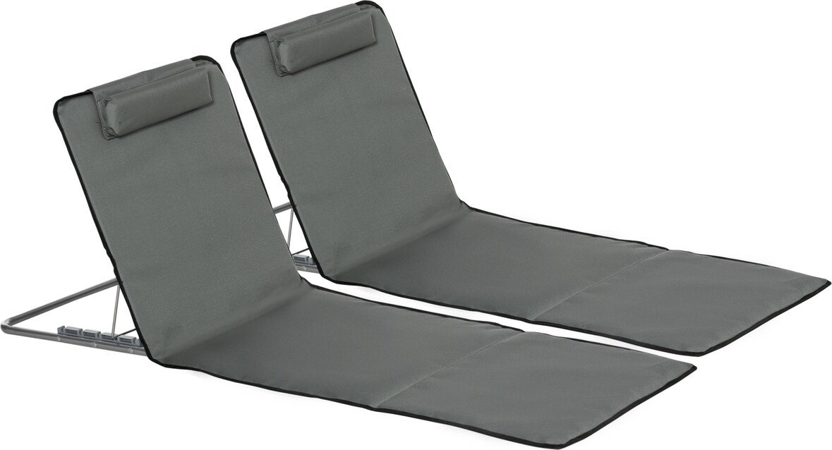 Strandmatten 2er-Set mit Stahlrahmen und Polyester in Grau, klappbar, 5 ...