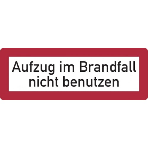 Brandschutzzeichen, Aufzug im Brandfall nicht benutzen - DIN 4066 - 210x74x0.45 mm Aluminium geprägt