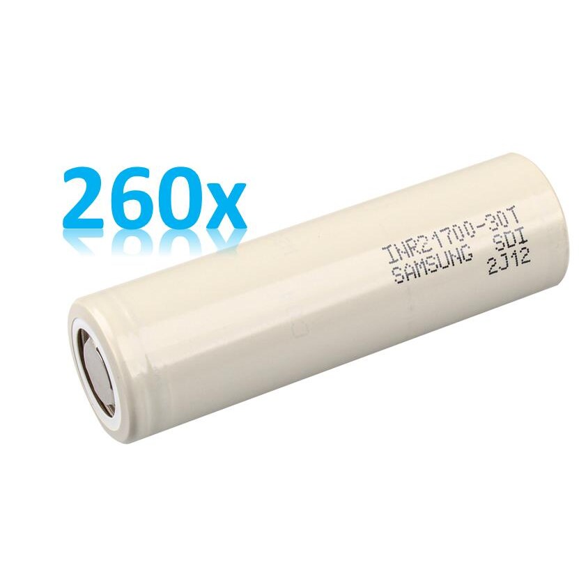 260x Samsung INR21700-30T 3,6V 3000mAh 35A Li-Ion-Akku
