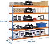 thumbnail of SimonRack Estantería Industrial, 2000x1800x600 mm, 400 kg de Punto Flexión, 5 Estantes Metálicos, Estantería Garaje, Azul/Naranja/Galva - Ecoforte