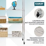 thumbnail of Gitterregal mit Rollen "Maya" - 5 Böden - 89 x 34 x 150 cm / Verchromt