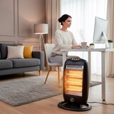 thumbnail of Stufa Alogena Oscillante 1200W con 3 Elementi 3 Livelli di Potenza Basso Consumo Oscillazione 70° Anti Ribaltamento Fino A 40m² 38 × 28 × 55 cm Nero