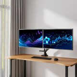 thumbnail of ACT AC8344 Premium Dual Monitorarm | Gasveer | Crossbar | 2 monitoren tot elk 32"en 9Kg | VESA | Kantelen/Roteren/Zwenken | Zwart