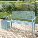 thumbnail of 2-Sitzer Gartenbank Stahl blau 127x63x85 cm, wetterfest, mit Rückenlehne und Armlehnen